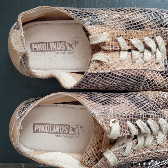 Women's Pikolinos Soft Leather Snake Pattern Lace-up Flats Trainers Size 7.5 - Picture 5 of 11